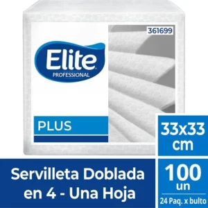 Servilletas Elite Plus Doblada En 4 x 100 Unidades De 33x33 cm (361699)