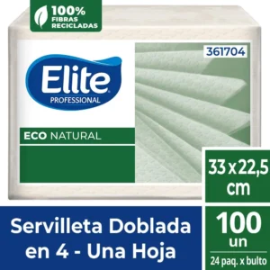 Servilletas Elite Ecologica Doblada En 4 Plancha x 24 Pqt (361704)