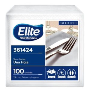 Servilletas Elite Excellence Doblada En 4 x 100 Und (24x24 cm) 361424