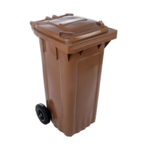 Contenedor De Basura Con Ruedas Marrón 120 Lt